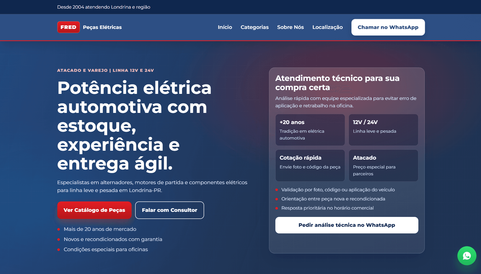 Preview do site Fred Peças