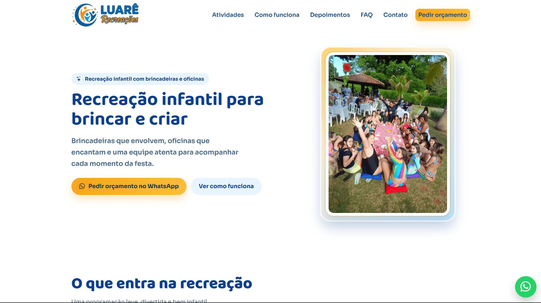 Preview do site Luarê Recreações